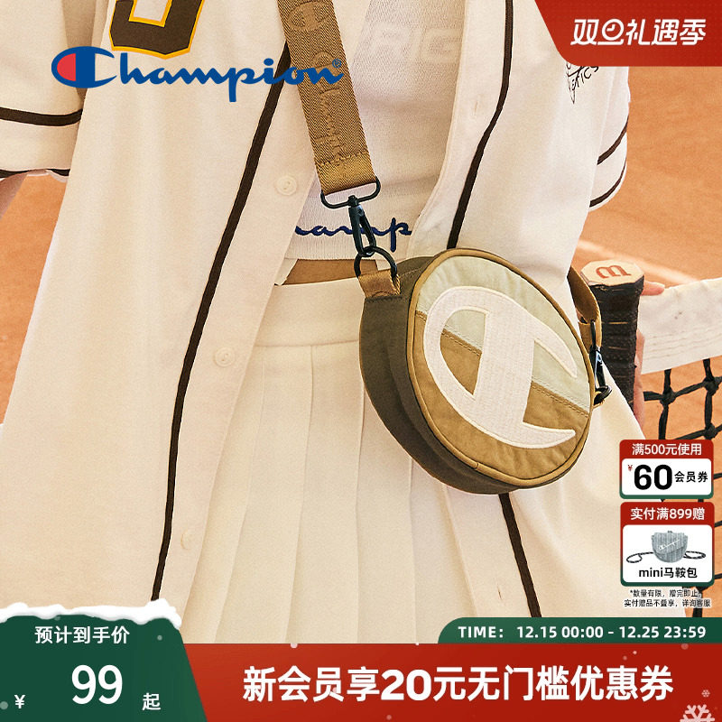 Champion冠军圆饼包手机包男迷你单肩包休闲女士小斜挎包官方