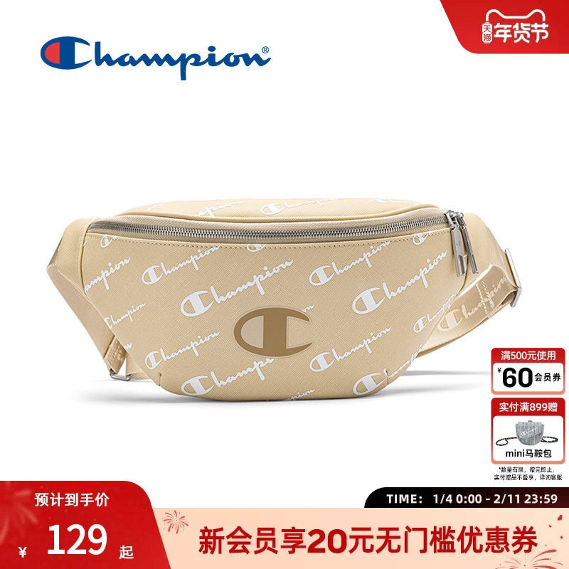 Champion冠军官方腰包满印老花女斜挎包包休闲胸包男复古上班