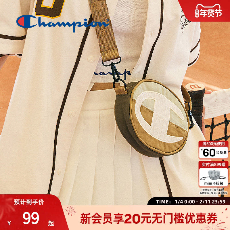 Champion冠军官方圆饼包刺绣手机包包男女腰包休闲斜挎背式两用包