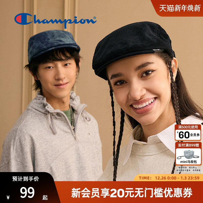 Champion冠军前进帽男士贝雷帽女美式老钱风帽子牛仔风官方正