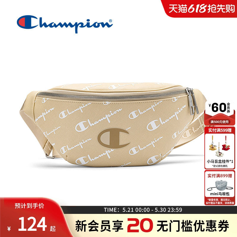 Champion冠军官方腰包满印老花女斜挎包包休闲胸包男复古上班