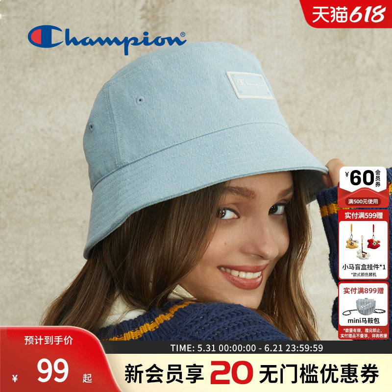 Champion冠军素颜渔夫帽女休闲夏季遮阳大头围帽子男盆帽官方正品