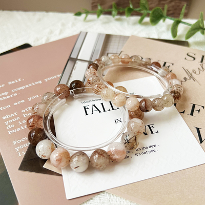 天然黑金超七水晶手串女情侣礼物