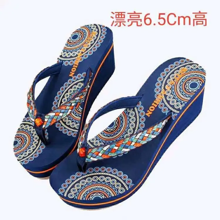 凉鞋越南平仙人字拖女夏季坡跟