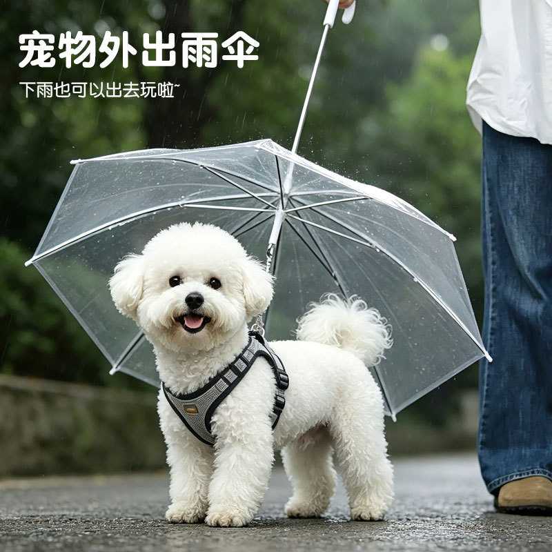 狗狗时尚透明雨伞宠物泰迪比熊