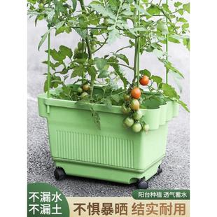 花箱长型长方形长条自吸水家用托盘带轮塑料大号透气树脂种菜盆