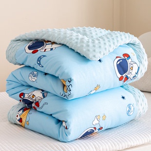 卡通A类全棉被子亲肤豆豆绒纯棉被芯加绒春秋被冬被可拆卸儿童被