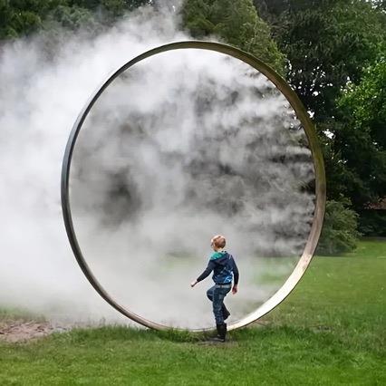 大型户外景观门户雾化水雾网红圆环装置喷水降温装饰拱门