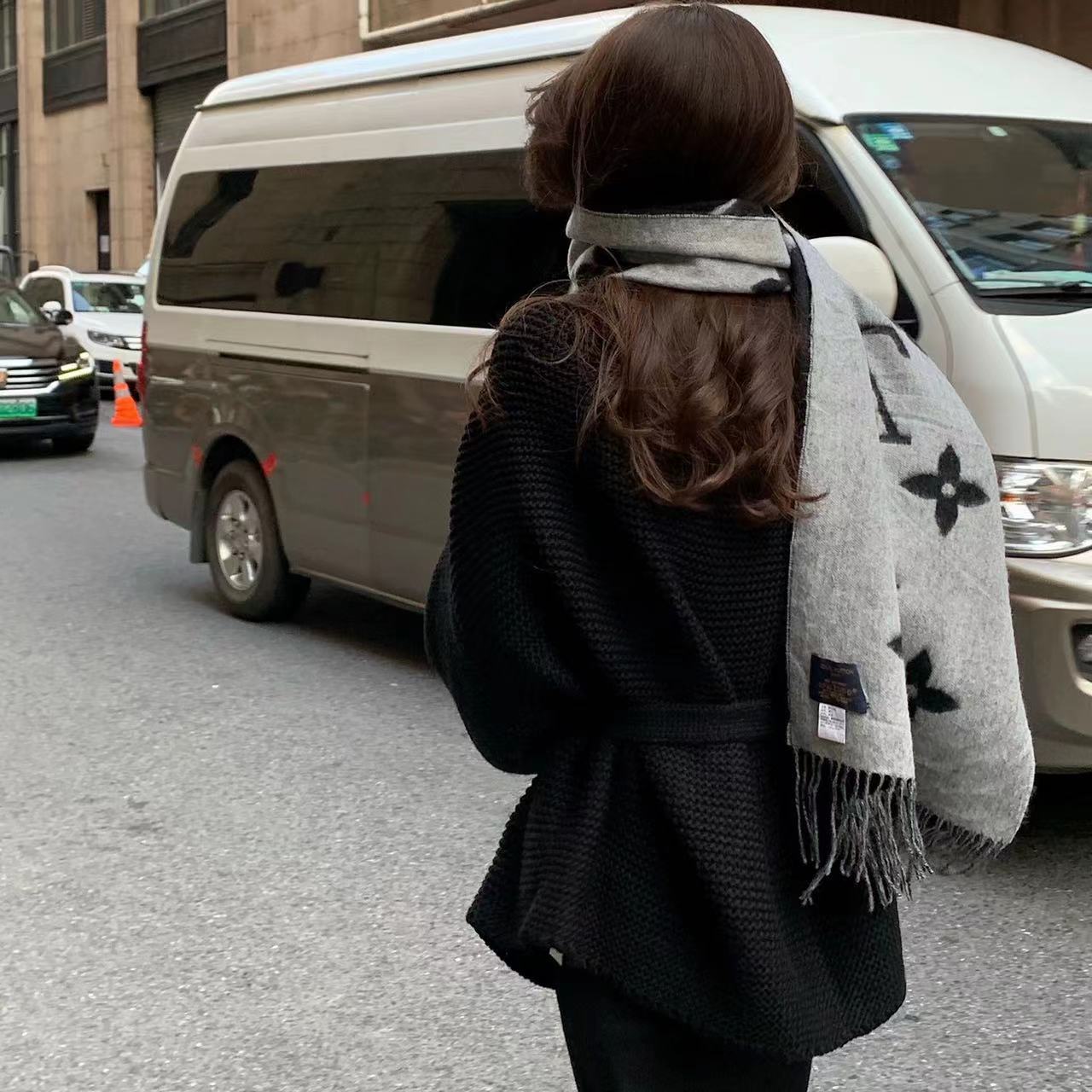 法式高级感V领针织开衫外套上衣秋冬慵懒风收腰绑带厚实毛衣外搭