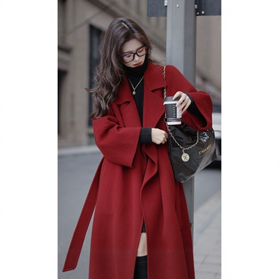 【西西里长款】春秋冬新款双面羊毛大衣中长宽松慵懒浴袍毛呢外套