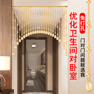 过道吊帘卧室对厕所门帘免打孔挂 水晶珠帘香槟葫芦隔断帘子新y款