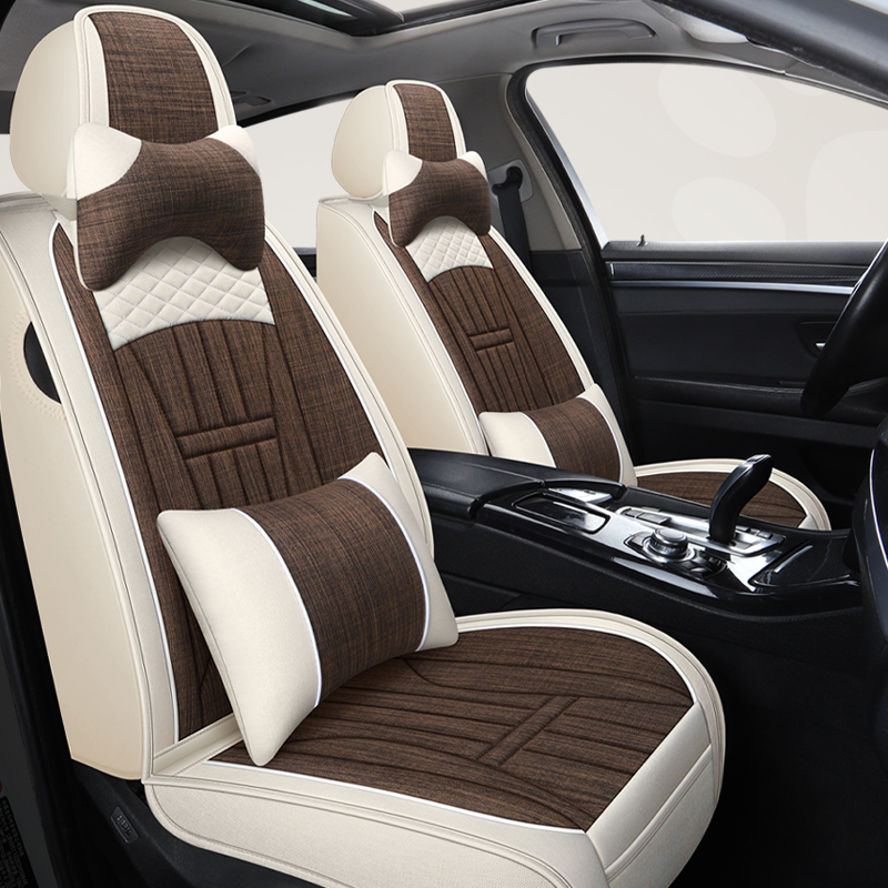 汽车座套亚麻专用座椅套四季通用座垫新款全包男女士卡通布艺坐垫