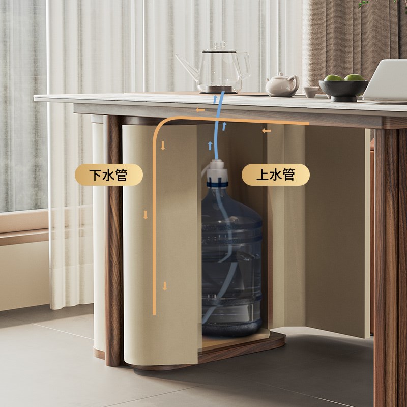 新中式胡桃木实木阳台小茶桌椅组合禅意办公室客厅家用岩板茶台