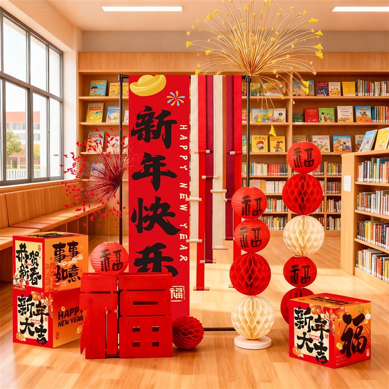 新年挂布条幅2026过年喜庆灯笼装饰马年春节商场学校氛围布置摆件