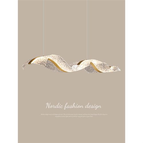 餐厅飘带吊灯现代简约酒店前台设计师艺术波浪吧台茶室收银台灯具