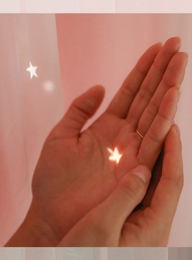 双层星星窗帘免打孔安装卧室飘窗落地少女镂空遮光布女孩送自西辰