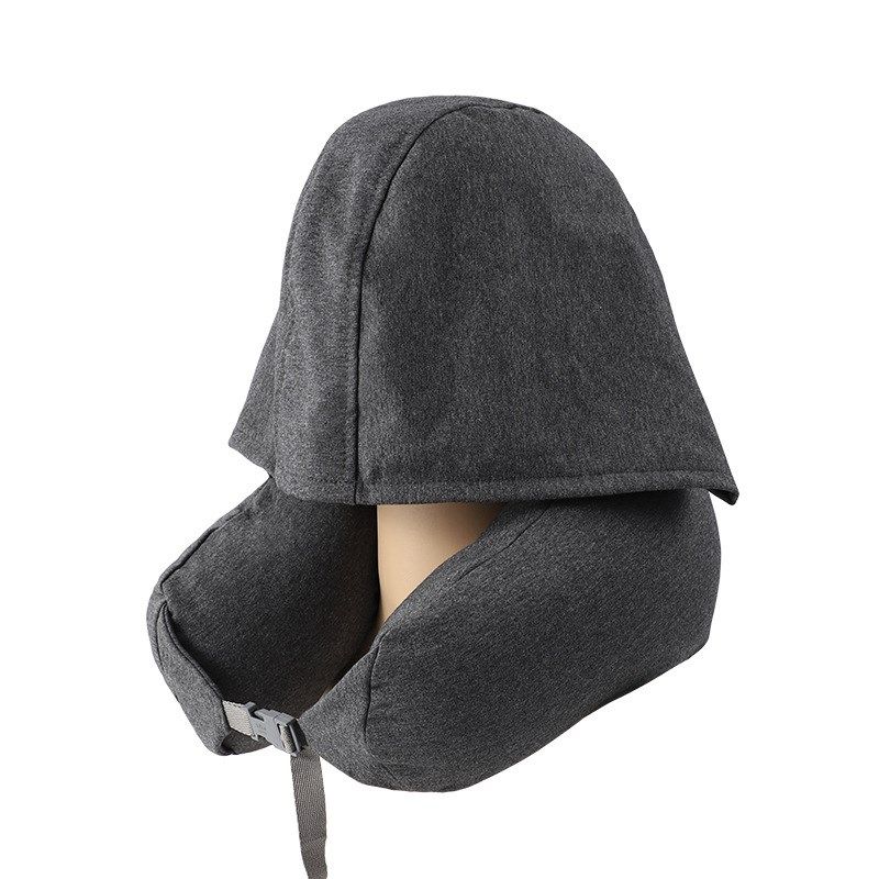 连帽U型枕泡沫颗粒多功能枕便携午休颈枕户外旅行枕u形枕厂家