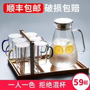 防爆大容量凉水 冷水壶玻璃茶壶耐热耐高温凉w开水壶家用杯具套装