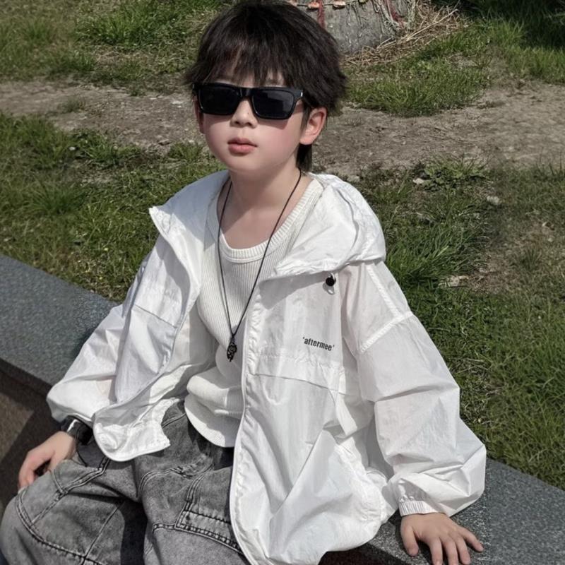 男童冰丝防晒衣儿童白色防晒服2026夏季新款潮男孩轻薄款外套透气