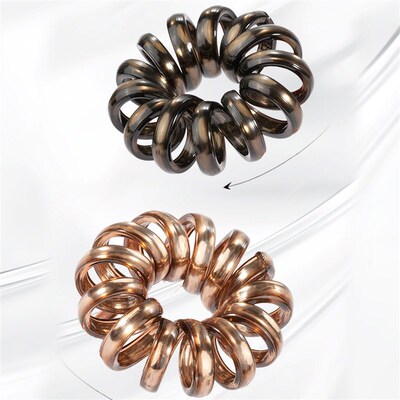 M2ka黑金色电话线女头绳高马尾高弹力不勒发无扎痕丸子头皮筋头饰