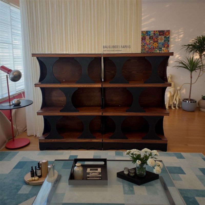 美式复古书架玄关柜原木风餐边柜客厅书柜多层展示隔断柜吧台边柜