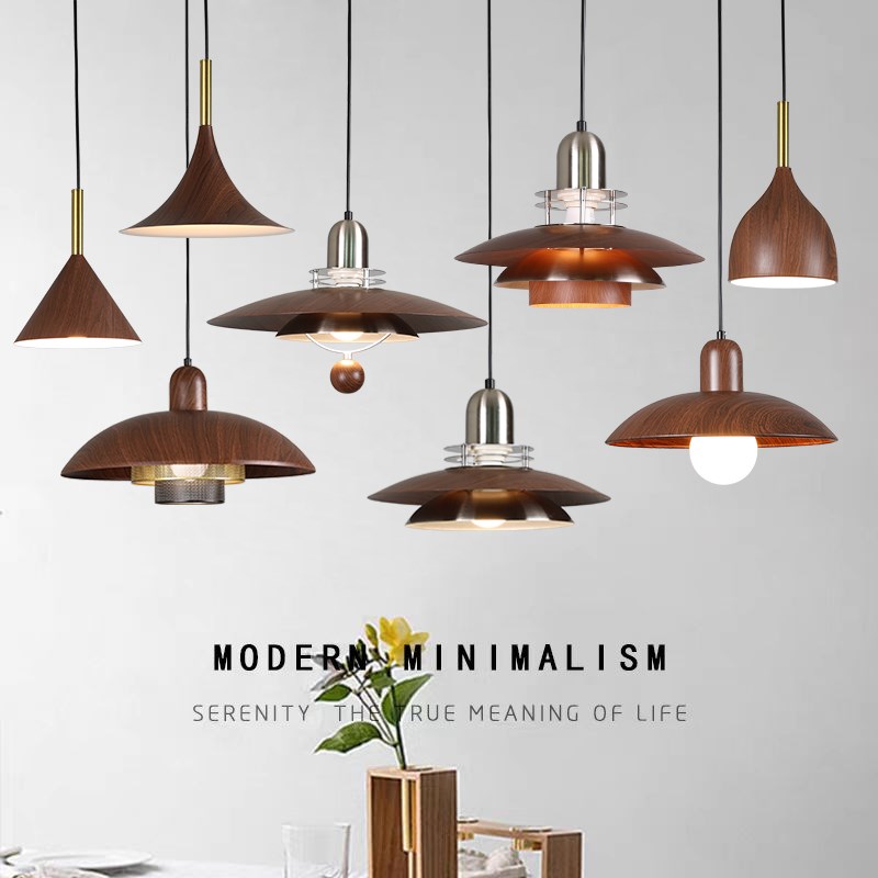 中古风饭厅吊灯日式覆古木纹胡桃木色火锅饭店吧台茶室咖啡厅餐桌