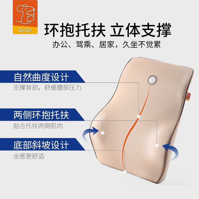 gigi汽车腰靠 记忆棉座椅护腰 司机腰枕靠背 车用四季透气腰靠垫