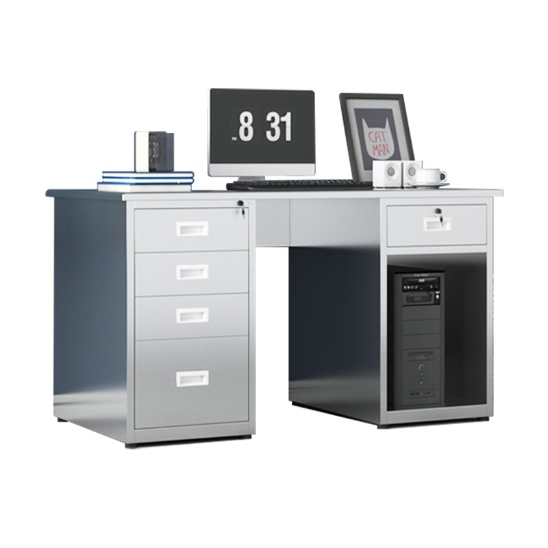 304不锈钢电脑桌办公桌加厚带抽屉桌工作台车间操作台实验台定制