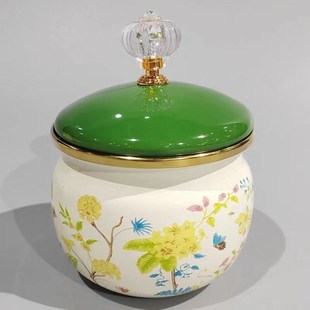带盖搪瓷糖罐盐罐调料罐家用调味瓶罐茶叶罐餐厅佐料罐辣椒油罐子