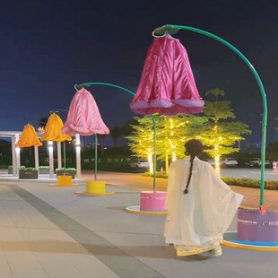 感应花自动开合气模灯光花朵网红打卡装置人体感应花商场美陈摆件