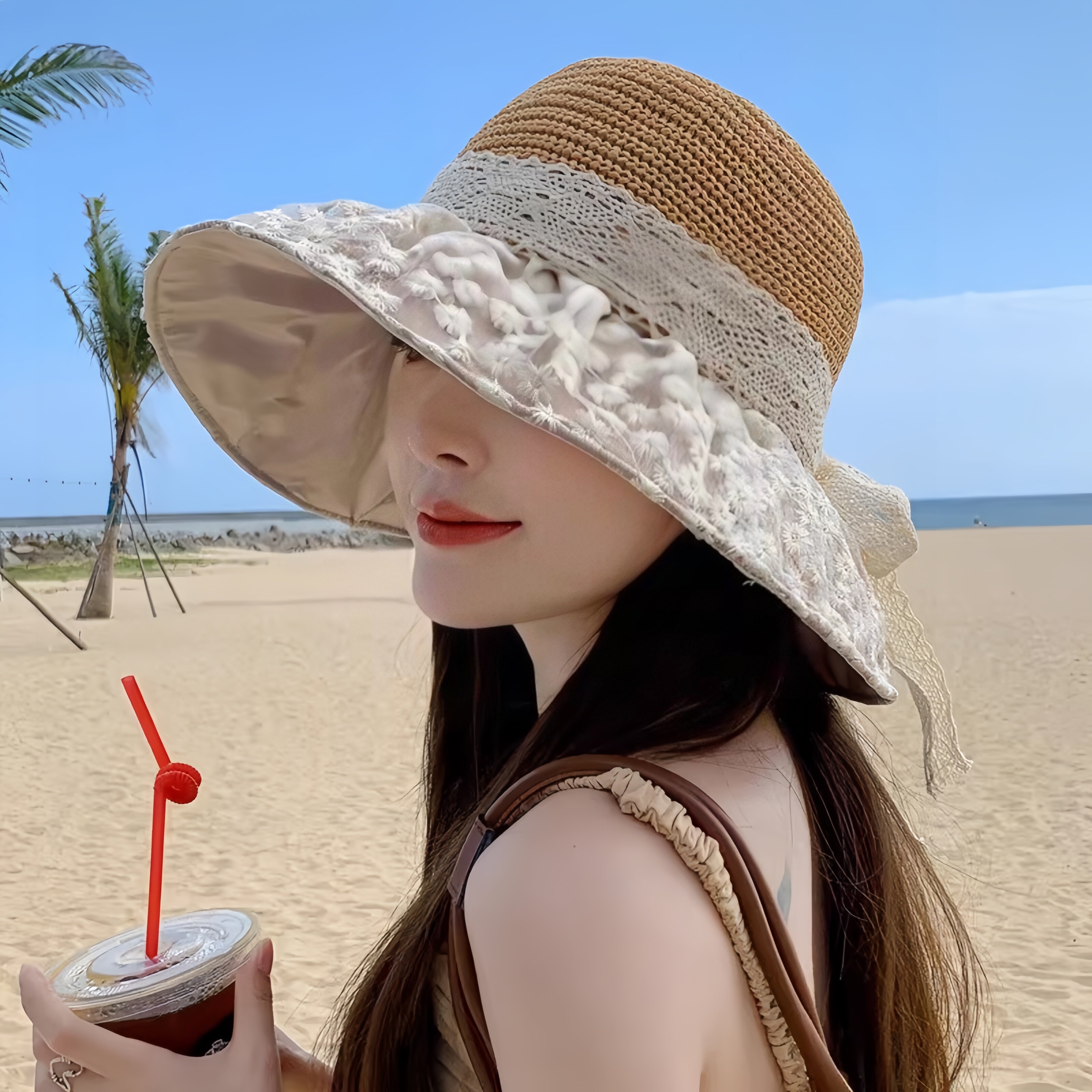 日本2026新款防晒帽子女夏防紫外线遮阳帽大帽檐百搭全方位遮脸