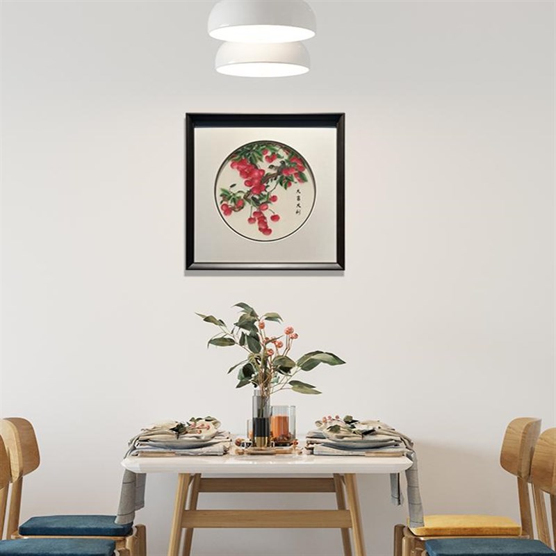 苏绣成品挂画新中式现代简约刺绣装饰画茶室客餐厅圆形客厅画书房图片