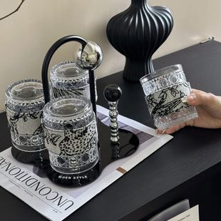 中高级轻奢乔迁玻璃杯女古杯水杯具收纳架 整套家用待客感杯子套装