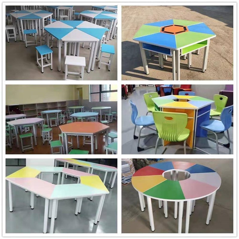 六边形桌b六角桌学校学生拼接桌实验桌智慧教室课桌椅实木组合桌