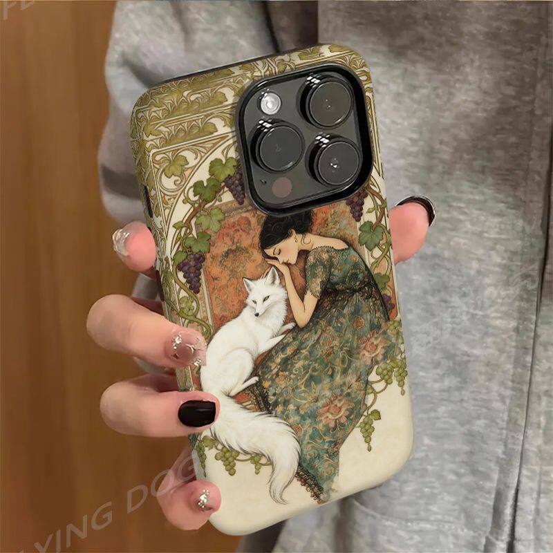 欧美少女狐狸苹果17promax手机壳iPhone16pro菲林