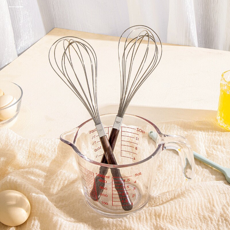 304不锈钢打蛋器家用迷你搅拌器 手动打蛋机打奶油胡桃木手柄