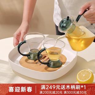 茶盘家用沥水盘创意塑料置杯盘简约客厅放茶杯水杯接水托盘子 日式