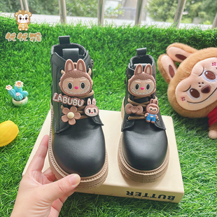 女童宝宝黑色马丁靴2025新款靴子软底小女孩儿童洋气潮酷公主鞋子