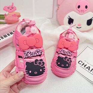 高颜值女童玫红色运动鞋2025年新款秋季冬季加绒鞋子透气防滑休闲