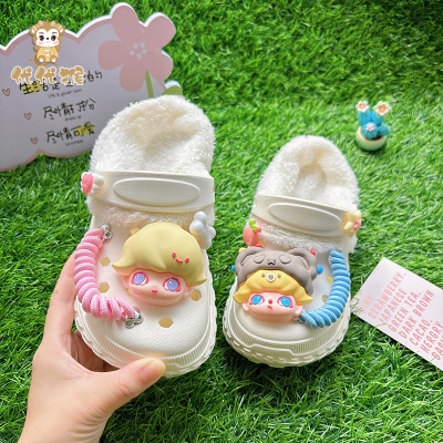 女童冬季保暖加绒外穿卡通洞洞鞋