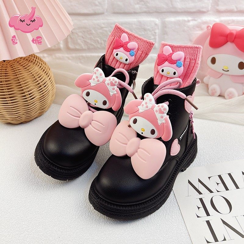 幼儿童靴子女款低帮短靴英伦风秋冬季新款鞋子超酷女童黑色马丁靴