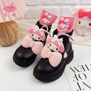 幼儿童靴子女款低帮短靴英伦风秋冬季新款鞋子超酷女童黑色马丁靴