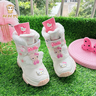 女童厚底高帮雪地靴加绒加厚保暖2025年新款今年流行爆款防水防滑