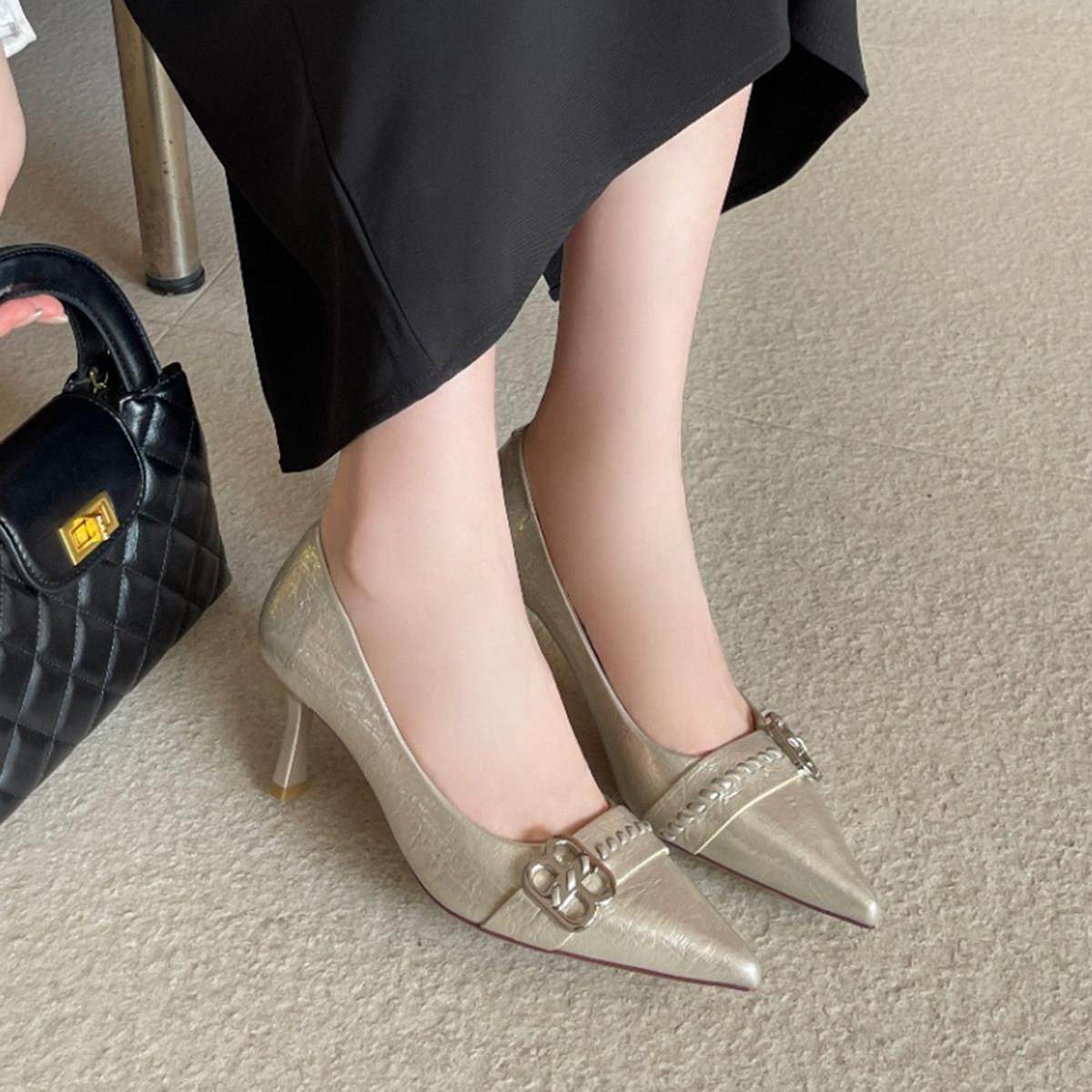 设计感软皮纹理舒适细跟高跟鞋女通勤单鞋2026春季新款尖头百搭,女鞋,浅口单鞋,淘宝优惠券,粉丝福利购,淘宝优惠卷