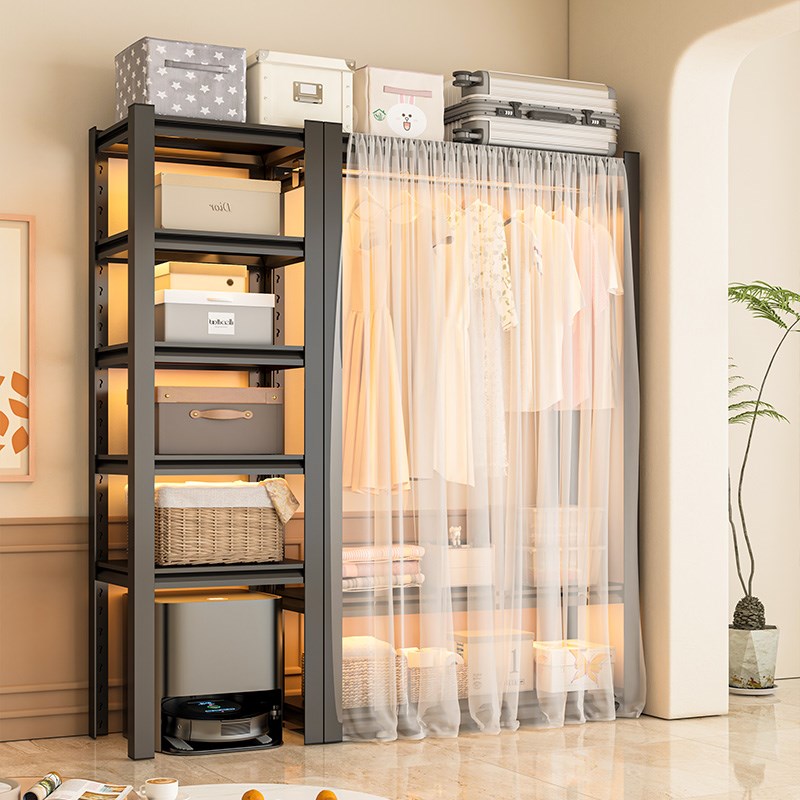 开放式挂衣架卧室收纳简易组装衣帽架落地组合衣柜家用客厅置物架