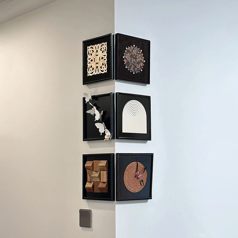 高级感中古风DIY挂画立体小众个性装饰画餐厅玄关实木组合创意画图片