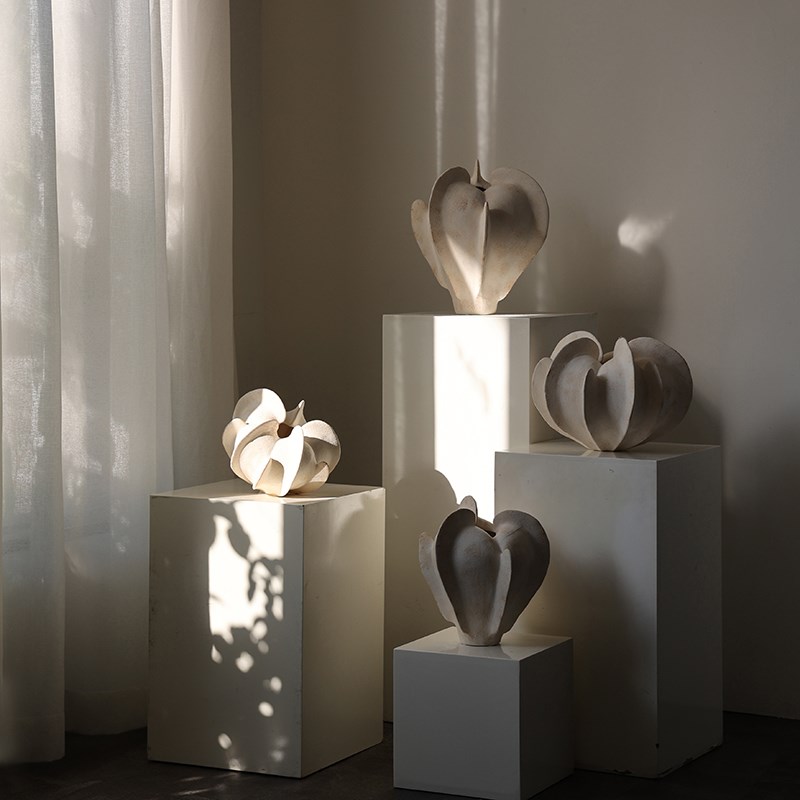 莉莉白中古侘寂风杨桃系列陶瓷花瓶水培鲜花客厅桌面艺术装饰摆件