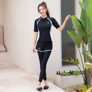 情侣泳衣分体长袖长裤防晒套装短袖冲浪衣女士泳衣泳裤男士潜水服