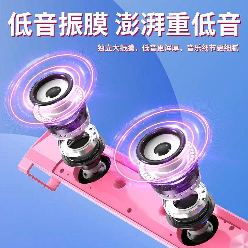赛达电脑音响台式机小型音箱带麦克风耳机一体家用有线桌面长条式