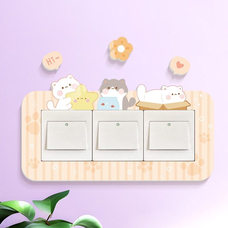 开关插座装饰边框套开关贴遮丑3D立体墙贴可爱卡通防水开关保护套,家居饰品,开关贴,淘宝优惠券,粉丝福利购,淘宝优惠卷